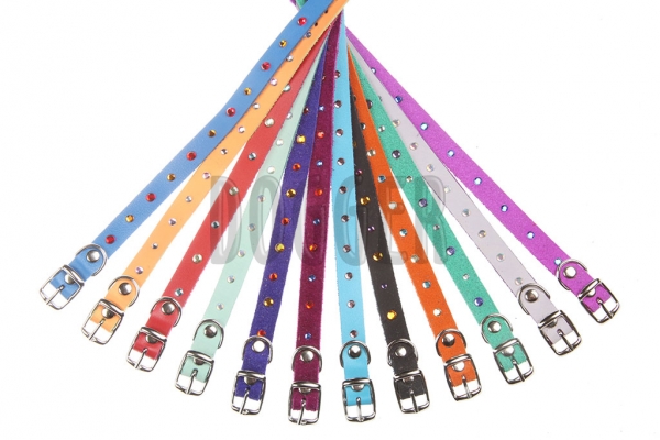 Collar 12 single colored with rhinestones